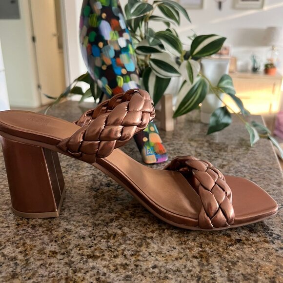 Copper metallic dressy chunk heel sandals - Picture 2 of 4